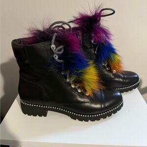 Genuine Fox Fur leather boots new in the box